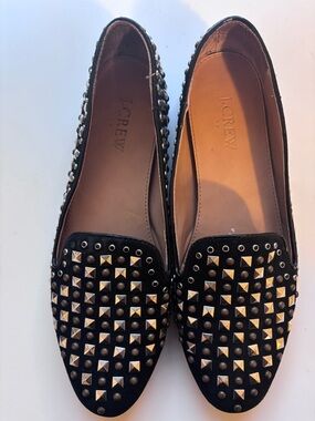 J. Crew Black Studded Leather Loafers